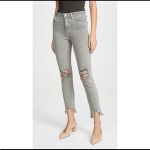 L'agence Highline High Rise Skinny Jeans Ankle Distressed Hem Grunge 25 NWOT